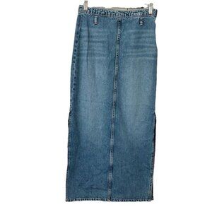 Zara Denim Maxi Skirt Womens XS Long Modest Jean Y2K Side Slits